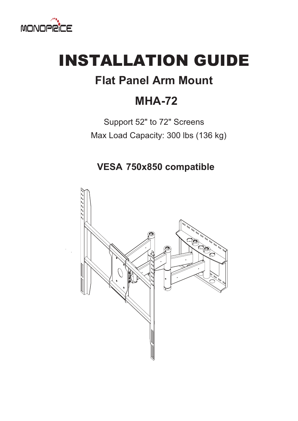 Monoprice 6517 Wall Mount Bracket User Manual | 8 pages