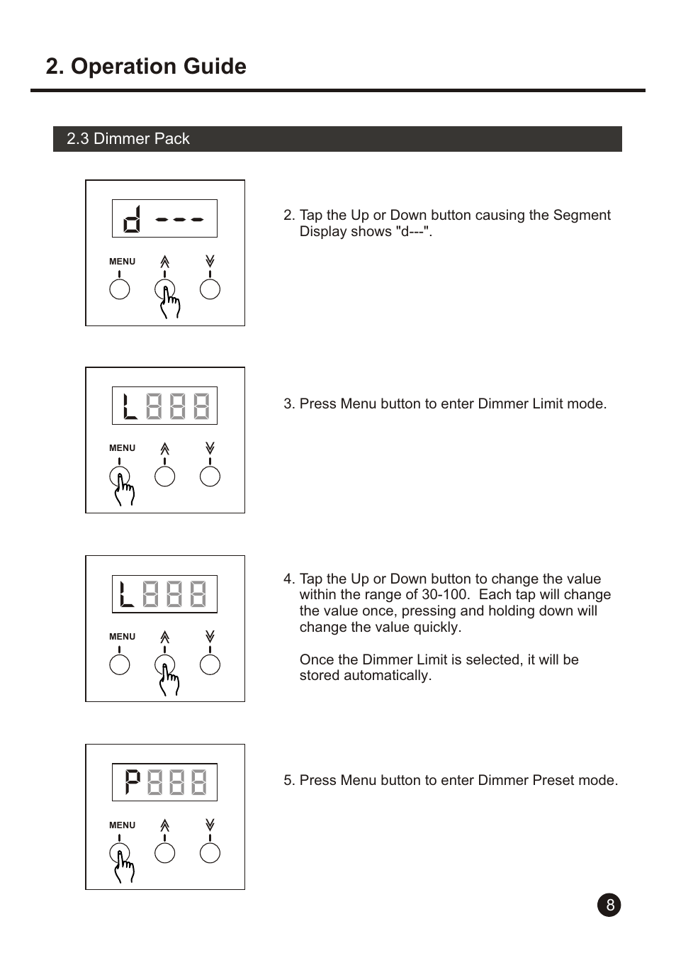 Operation guide | American DJ Uni Pack User Manual | Page 11 / 16