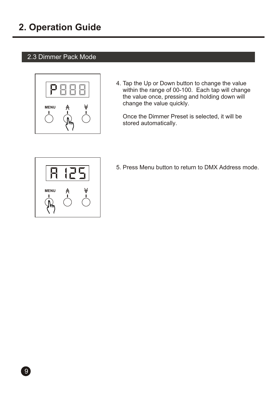 Operation guide | American DJ Uni Pack User Manual | Page 12 / 16