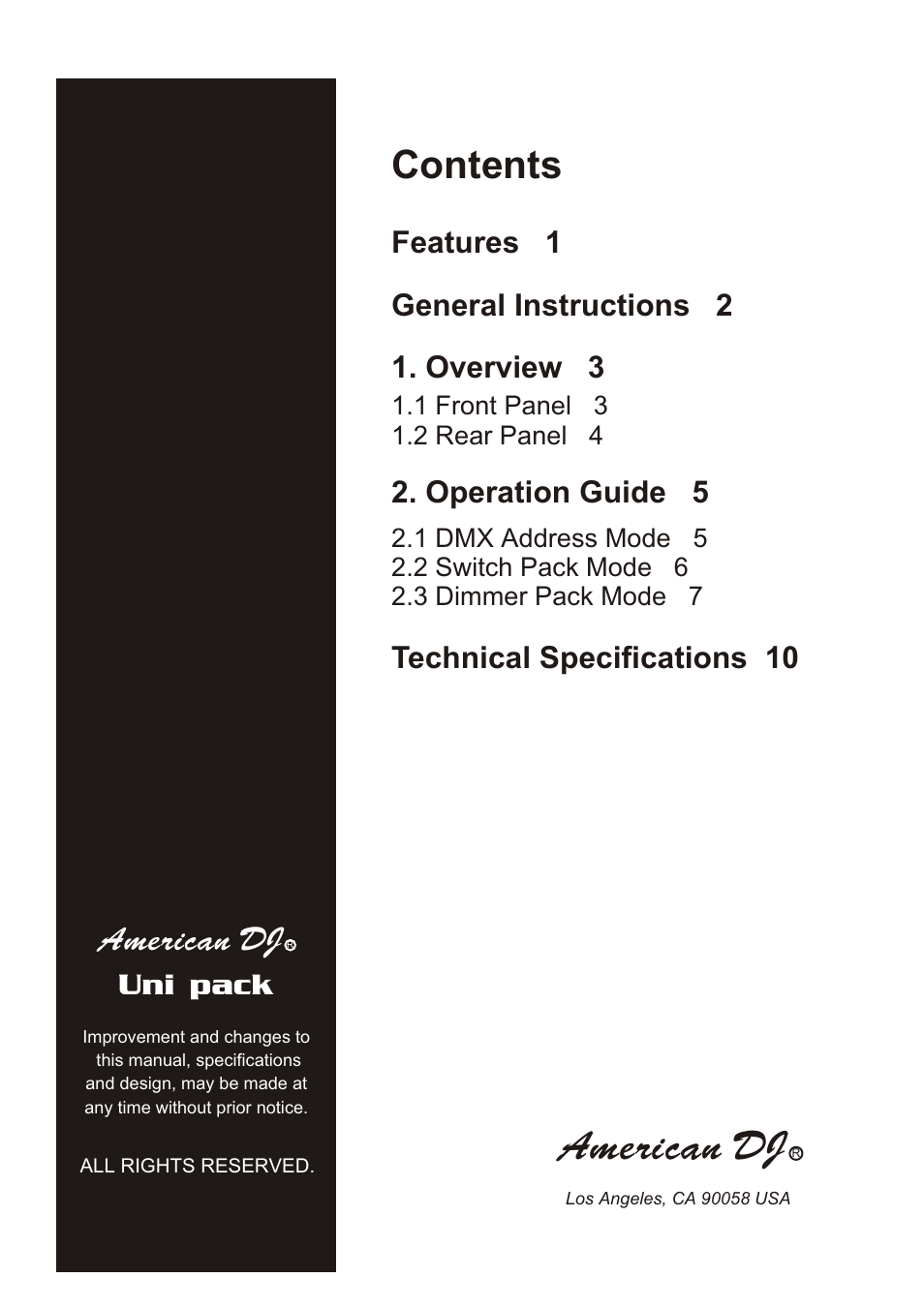 American DJ Uni Pack User Manual | Page 3 / 16