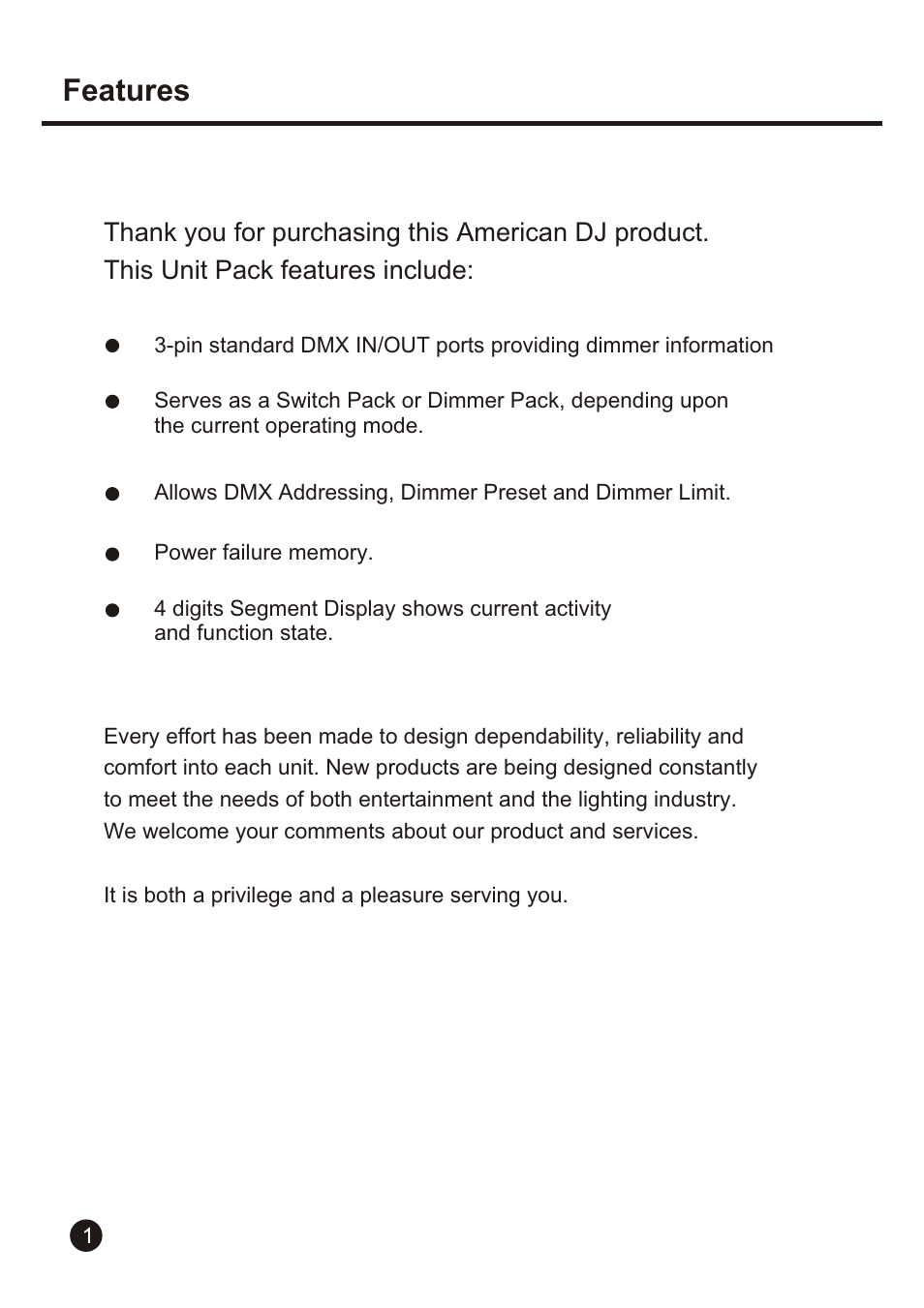 Features | American DJ Uni Pack User Manual | Page 4 / 16