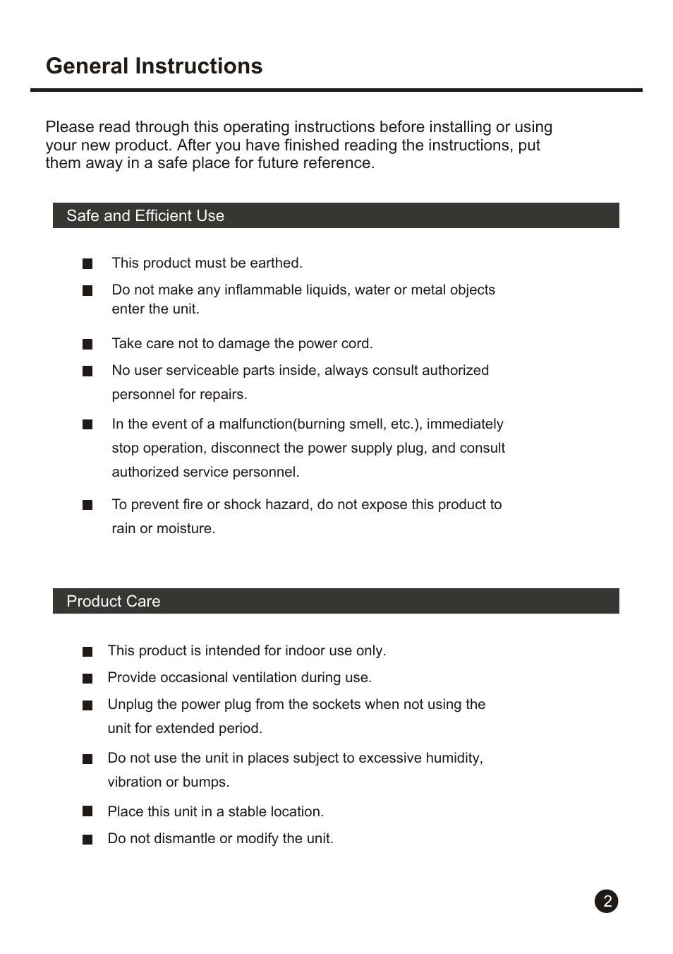 General instructions | American DJ Uni Pack User Manual | Page 5 / 16
