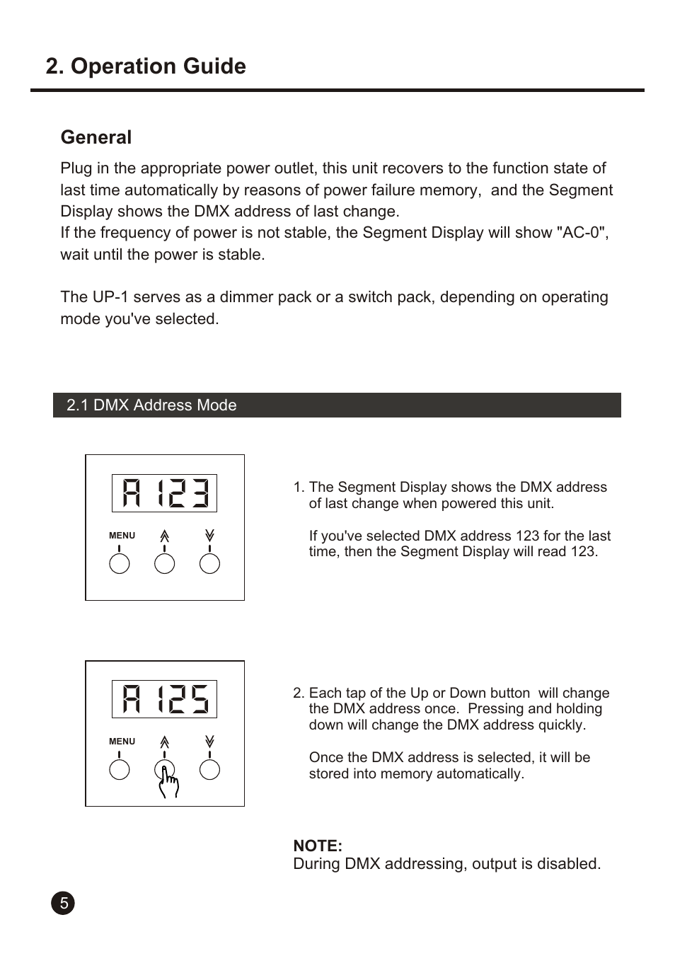 Operation guide | American DJ Uni Pack User Manual | Page 8 / 16