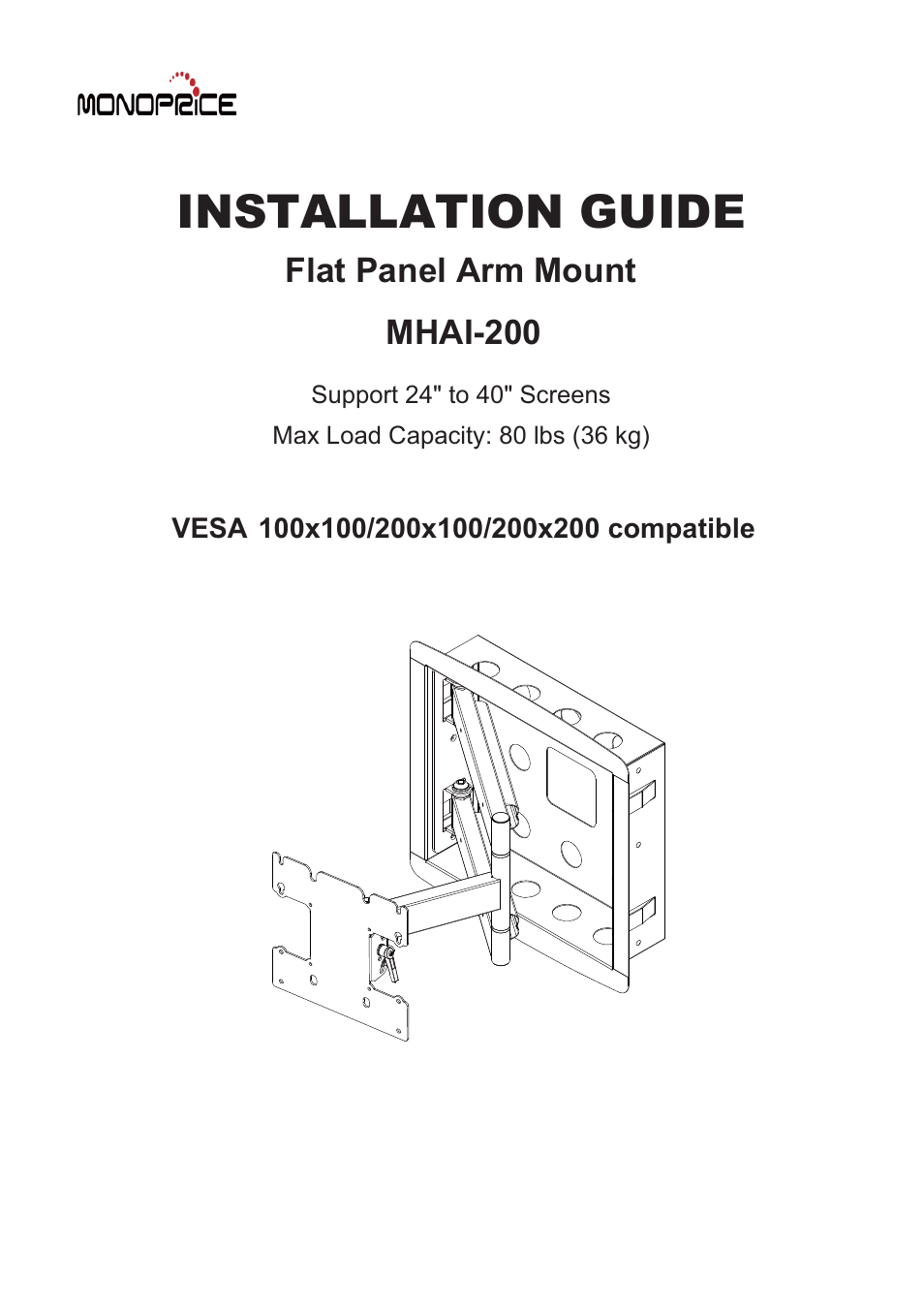 Monoprice 6518 Recessed Wall Mount Bracket User Manual | 8 pages