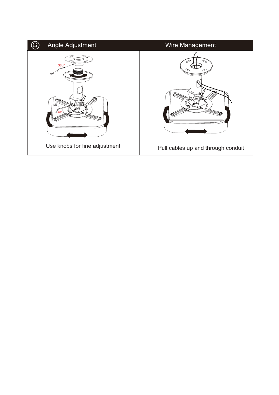 G. angle adjustment wire management | Monoprice 6528MHP-20 User Manual | Page 5 / 5