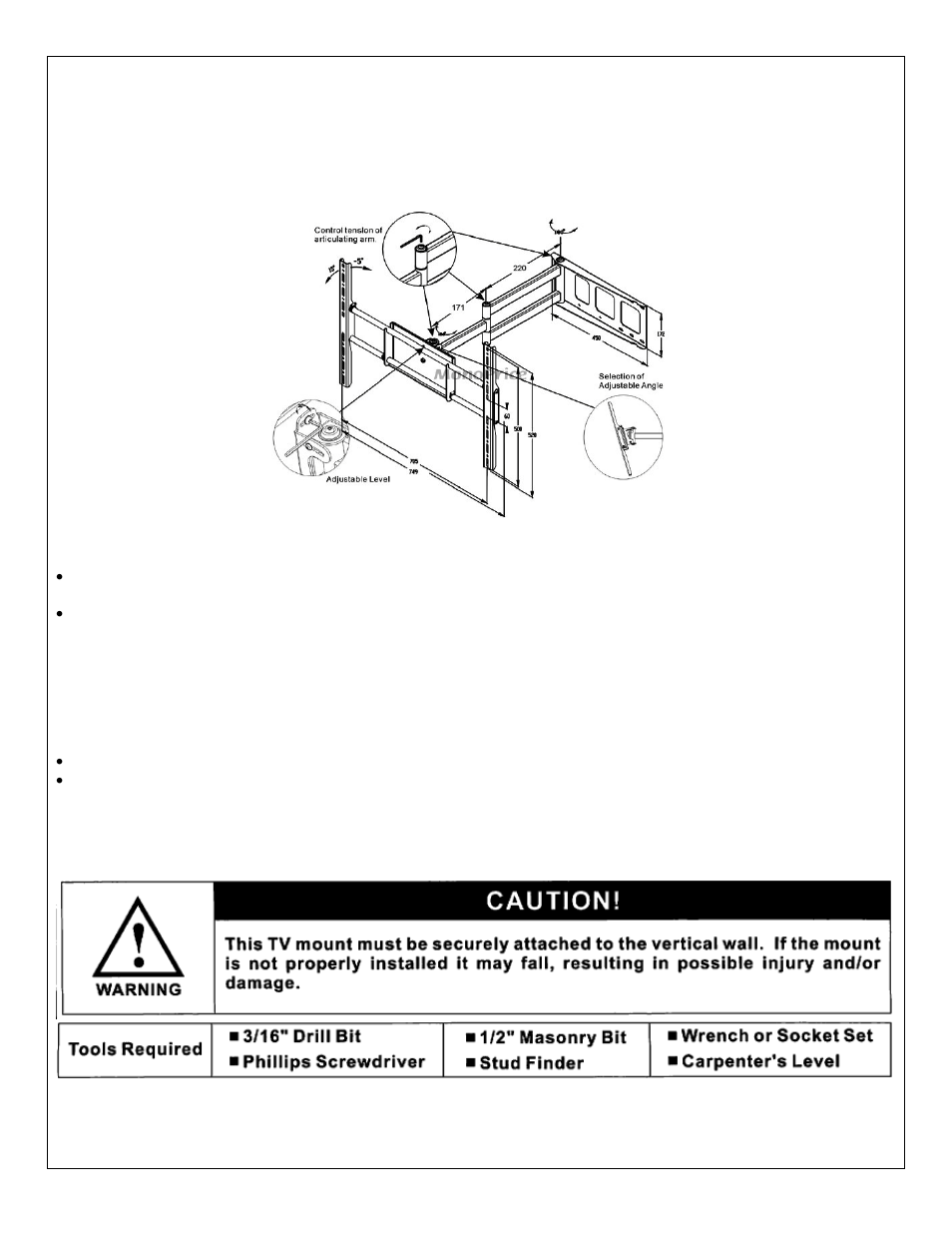 Monoprice 4563 Wall Mount Bracket User Manual | 4 pages