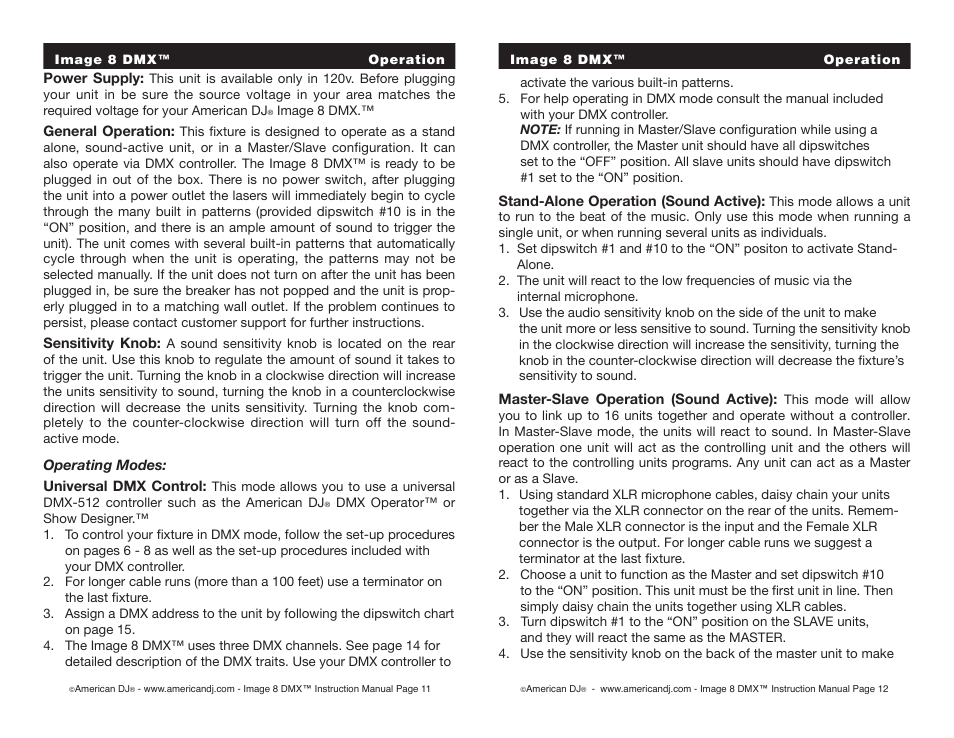 American DJ IMAGE 8 DMX User Manual | Page 6 / 9