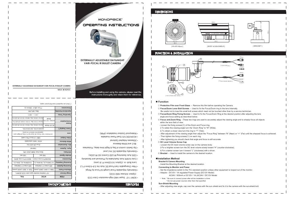 Monoprice 6645 Security Camera User Manual | 1 page