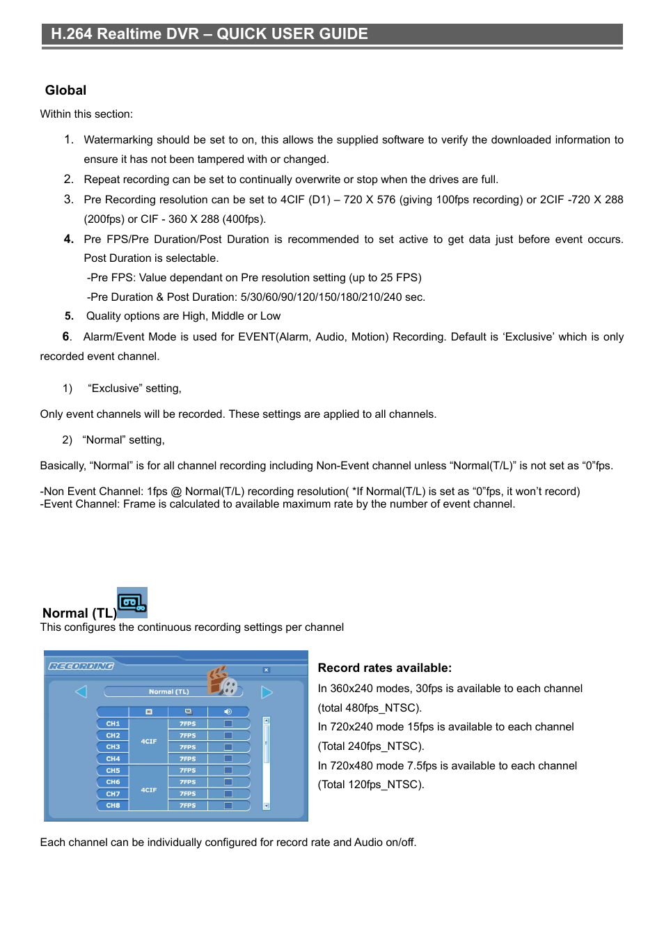 H.264 realtime dvr – quick user guide | Monoprice 6661 16-channel H.264 Digital Video Recorder with DVD-RW User Manual | Page 7 / 16