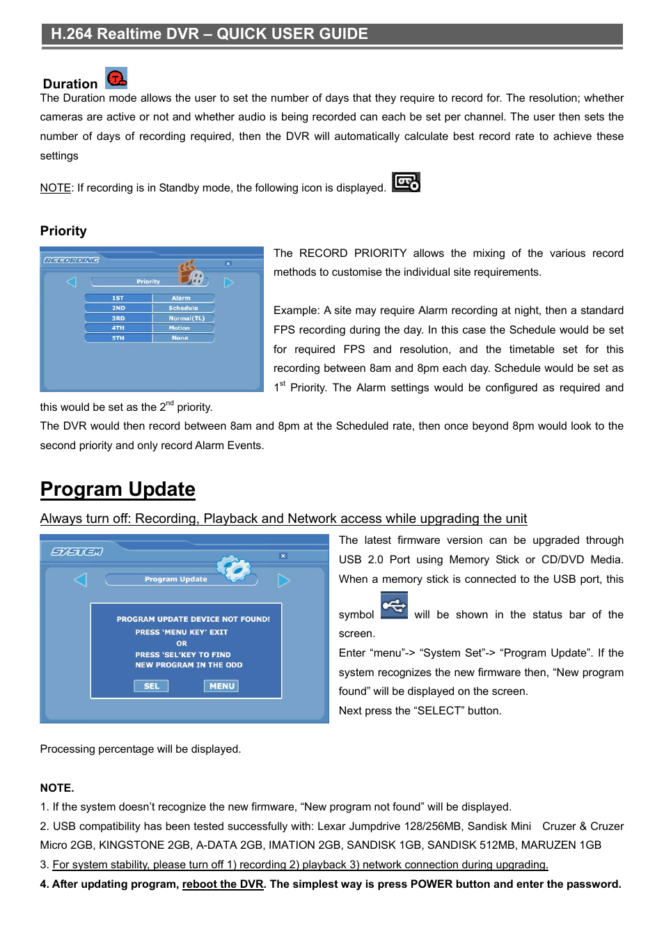 Program update, H.264 realtime dvr – quick user guide | Monoprice 6661 16-channel H.264 Digital Video Recorder with DVD-RW User Manual | Page 9 / 16