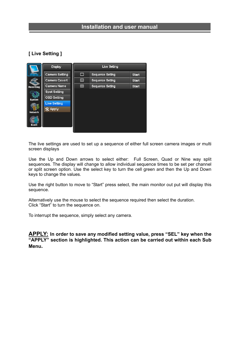 Installation and user manual, Apply | Monoprice 6660 8-channel Security DVR User Manual | Page 25 / 100