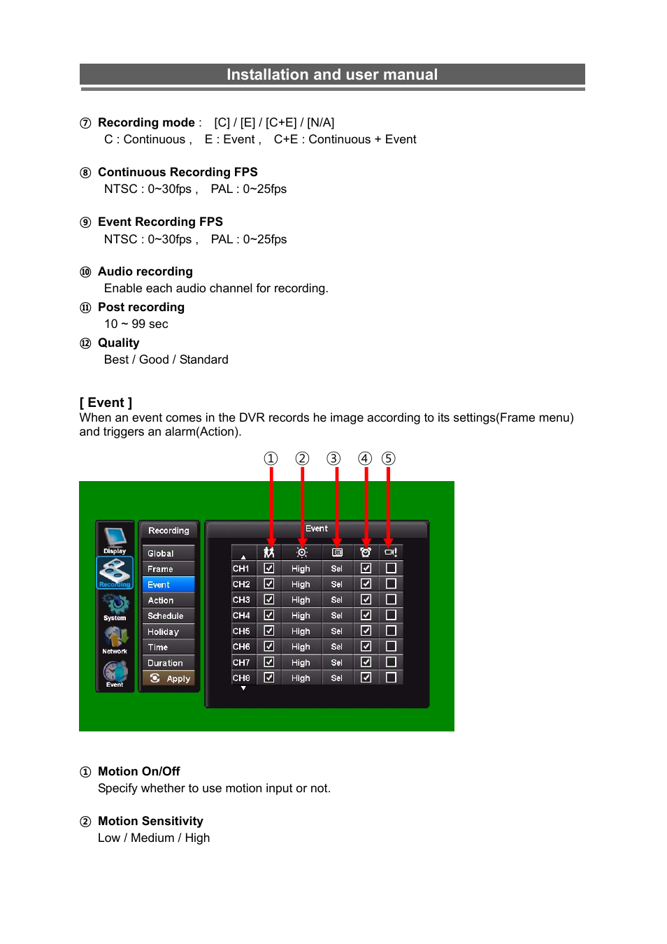 Installation and user manual | Monoprice 6660 8-channel Security DVR User Manual | Page 28 / 100