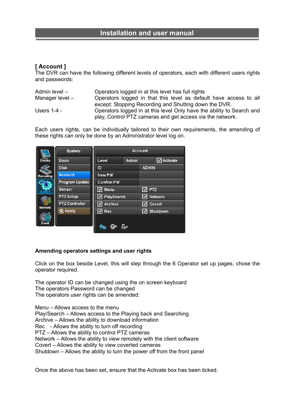 Installation and user manual | Monoprice 6660 8-channel Security DVR User Manual | Page 38 / 100