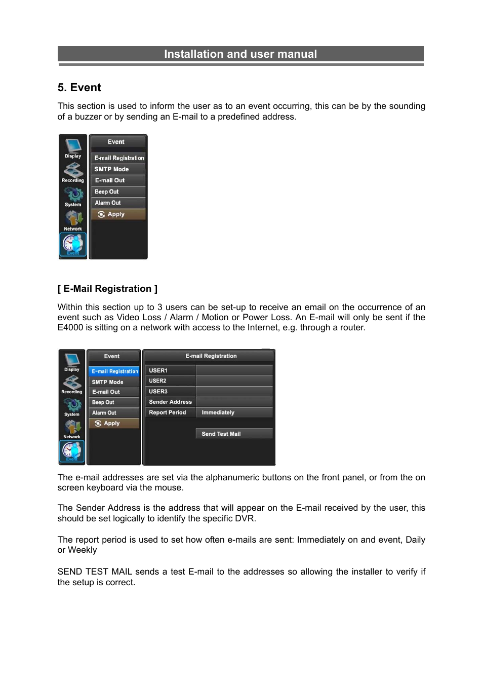 Installation and user manual 5. event | Monoprice 6660 8-channel Security DVR User Manual | Page 50 / 100