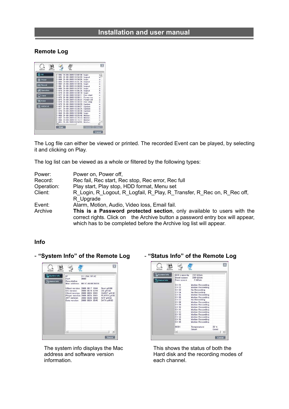 Installation and user manual | Monoprice 6660 8-channel Security DVR User Manual | Page 71 / 100