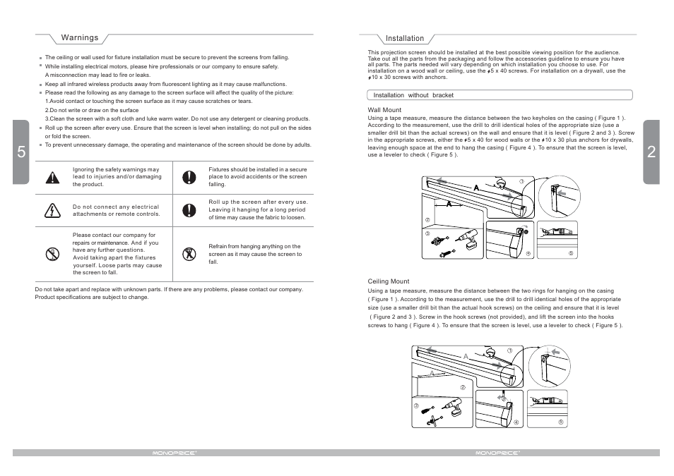 Monoprice 6582 Motorized Projection Screen User Manual | Page 3 / 4