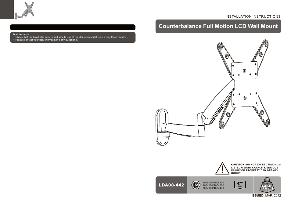 Monoprice 9745 Wall Mount Bracket User Manual | 6 pages