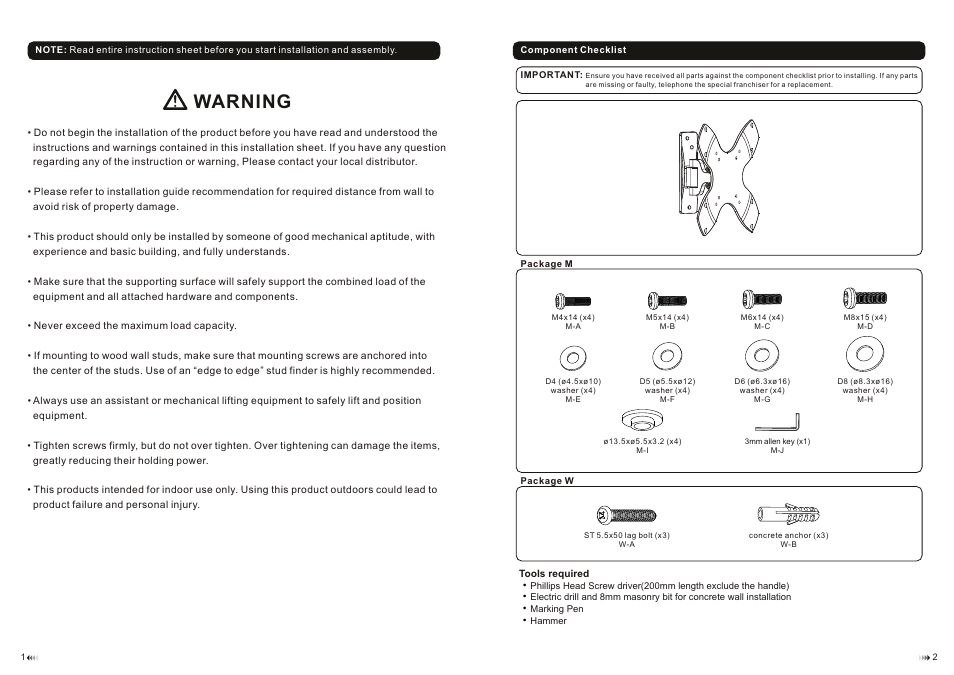 Warning | Monoprice 8098 MDA03-220 User Manual | Page 2 / 4