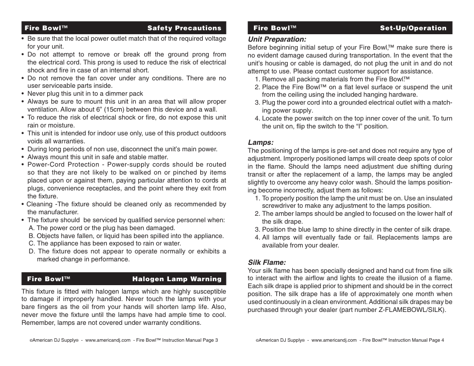 American DJ Fire Bowl User Manual | Page 2 / 4