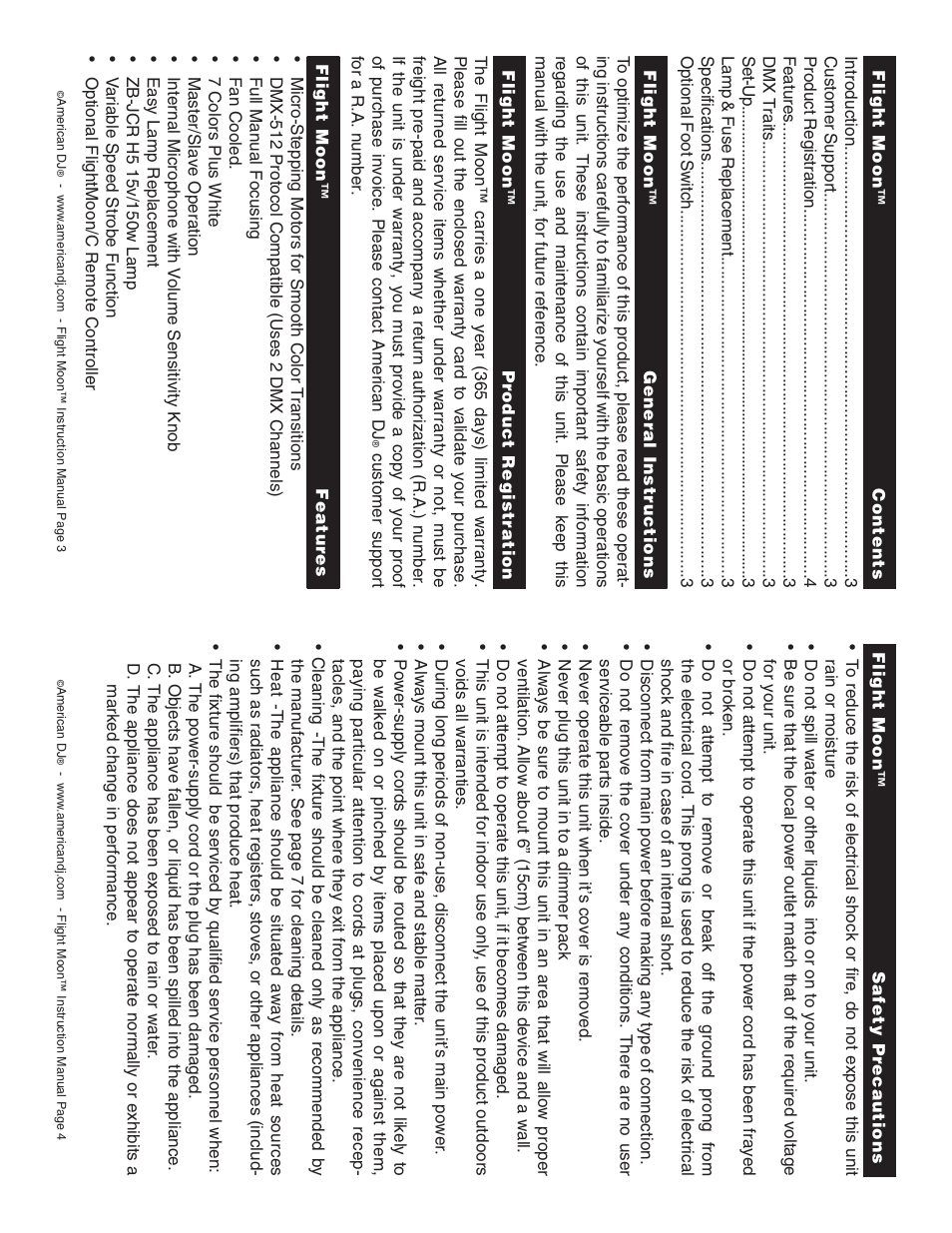 American DJ Flight-Moon User Manual | Page 2 / 10