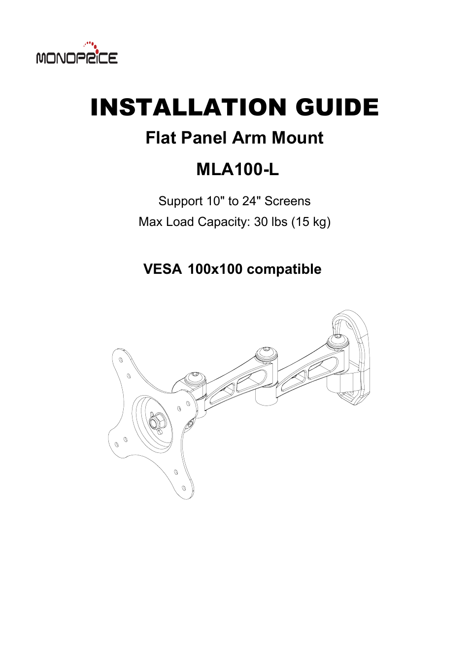 Monoprice 7844 MLA-100-L User Manual | 6 pages