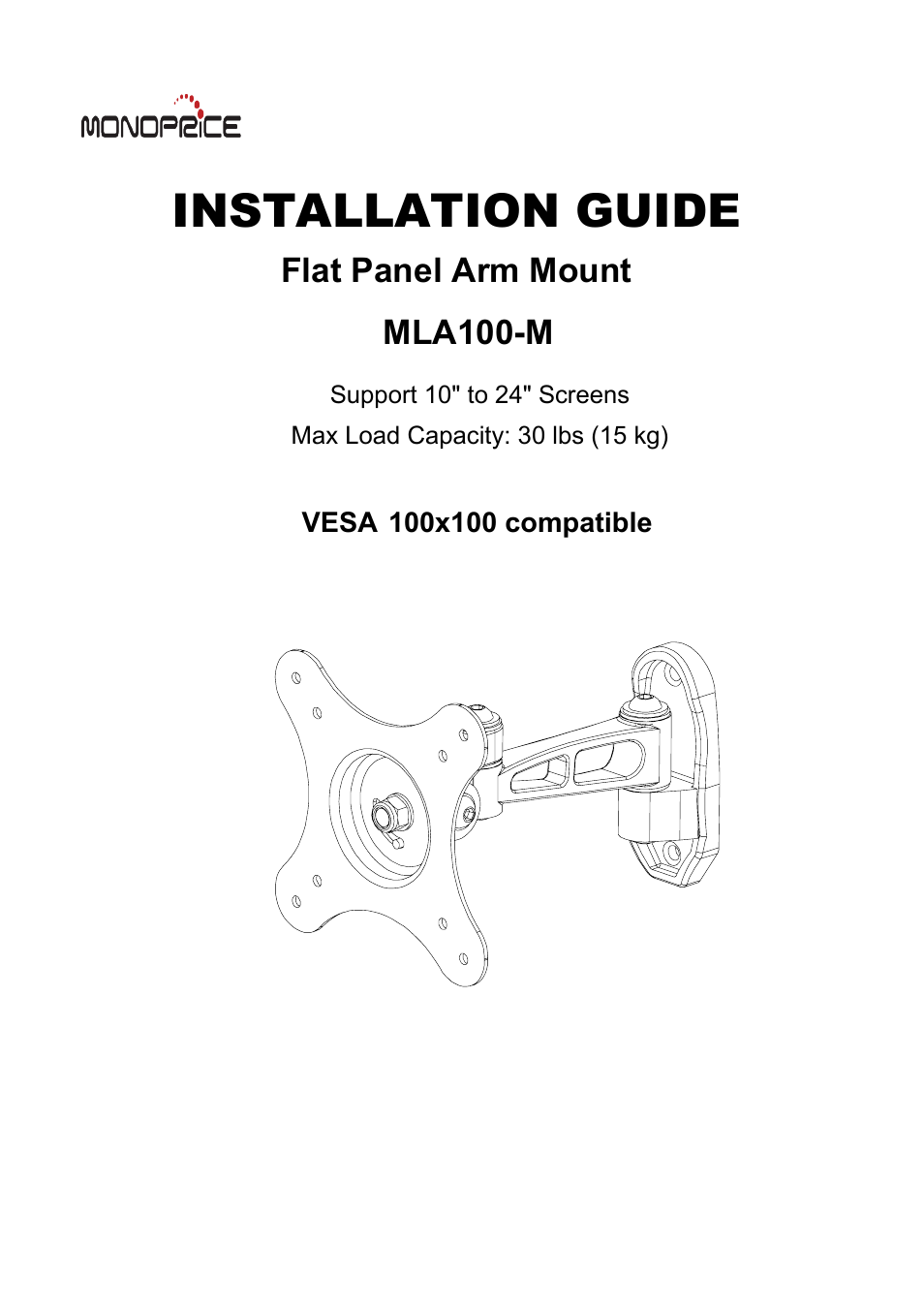 Monoprice 7843 MLA-100-M User Manual | 6 pages