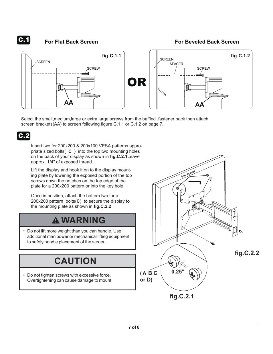 Mda46 7.pdf, Caution, Warning | C.1 c.2, Fig.c.2.1 fig.c.2.2 | Monoprice 7846 MDA-46 User Manual | Page 7 / 8