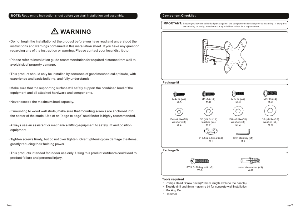 Warning | Monoprice 8099 MDA03-222 User Manual | Page 2 / 4