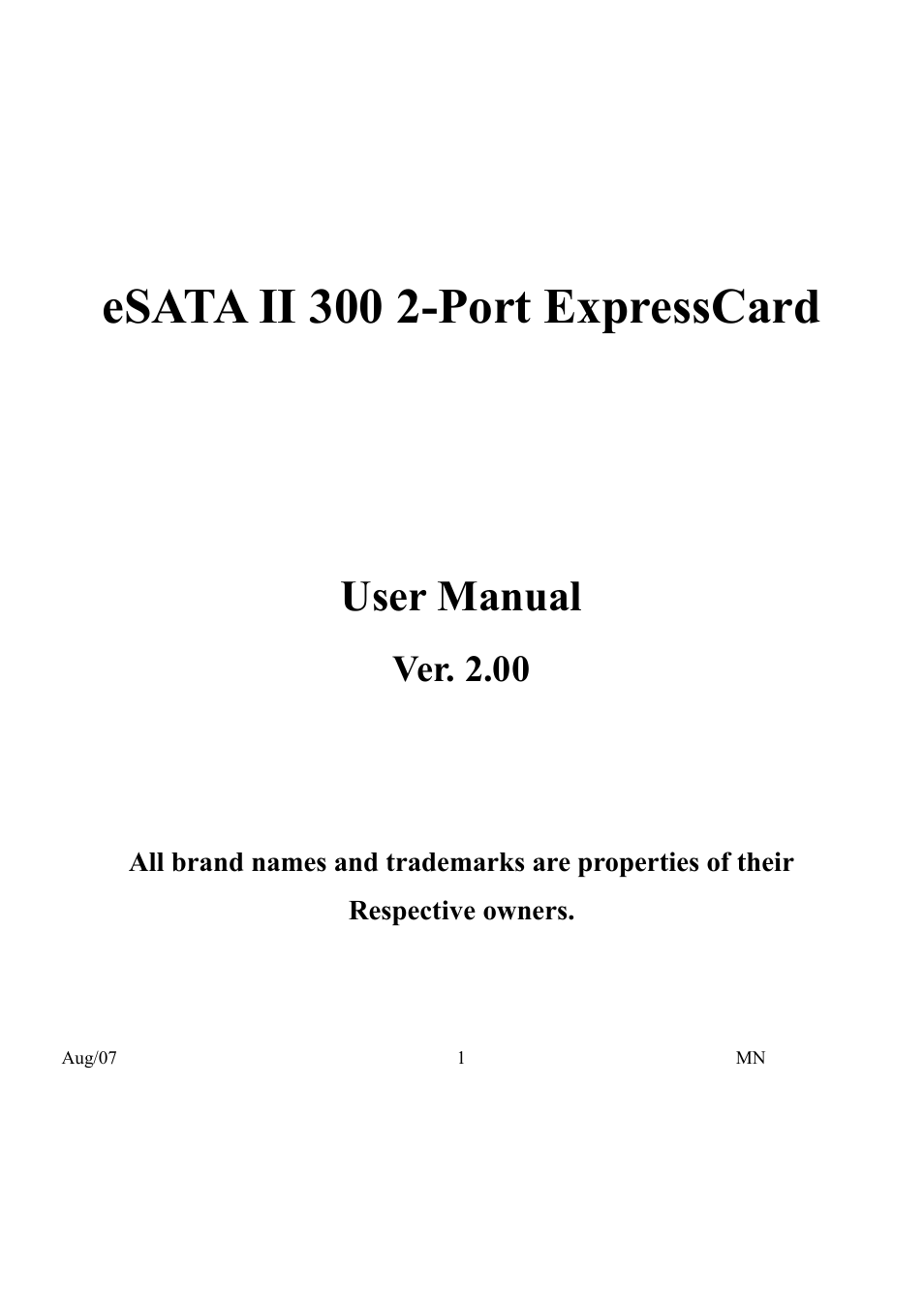 Monoprice 7004 2-port eSATA 2 CardBus PCMCIA ExpressCard User Manual | 6 pages