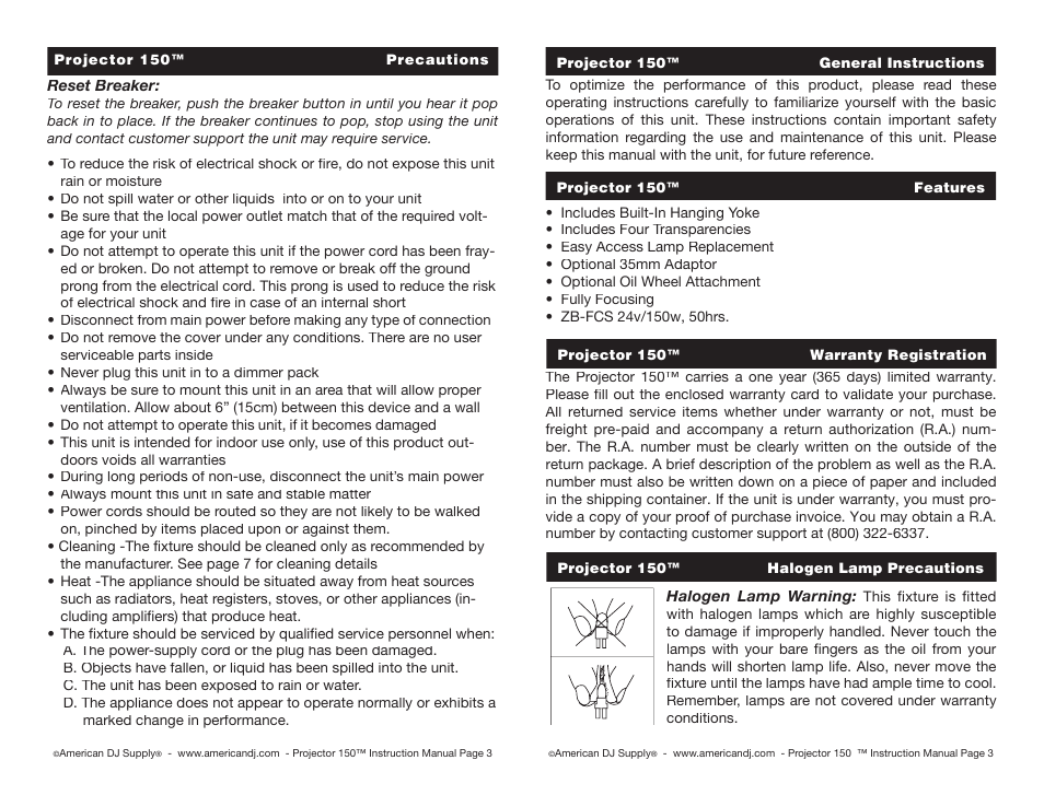 American DJ 150 User Manual | Page 2 / 4