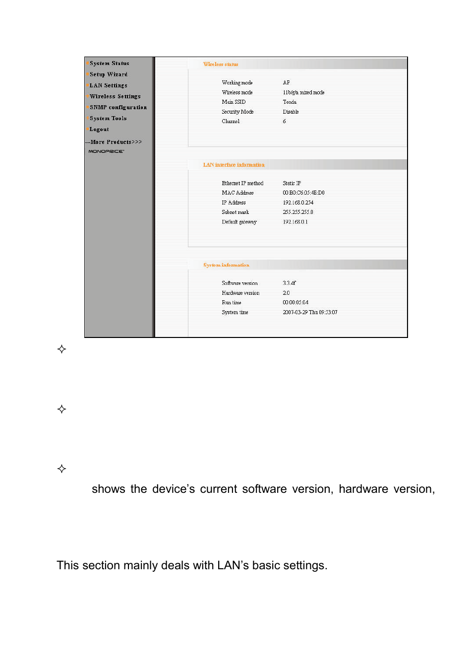 6 lan settings | Monoprice 8744 PoE Wireless Access Point User Manual | Page 12 / 45