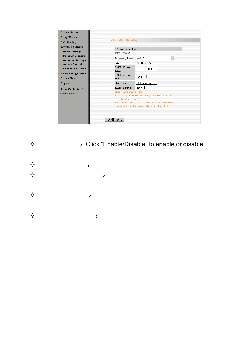 2 wds security setting | Monoprice 8744 PoE Wireless Access Point User Manual | Page 27 / 45
