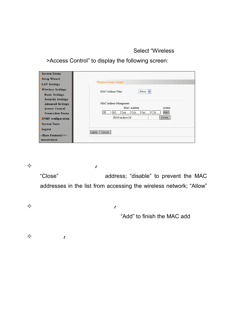4 access control | Monoprice 8744 PoE Wireless Access Point User Manual | Page 31 / 45