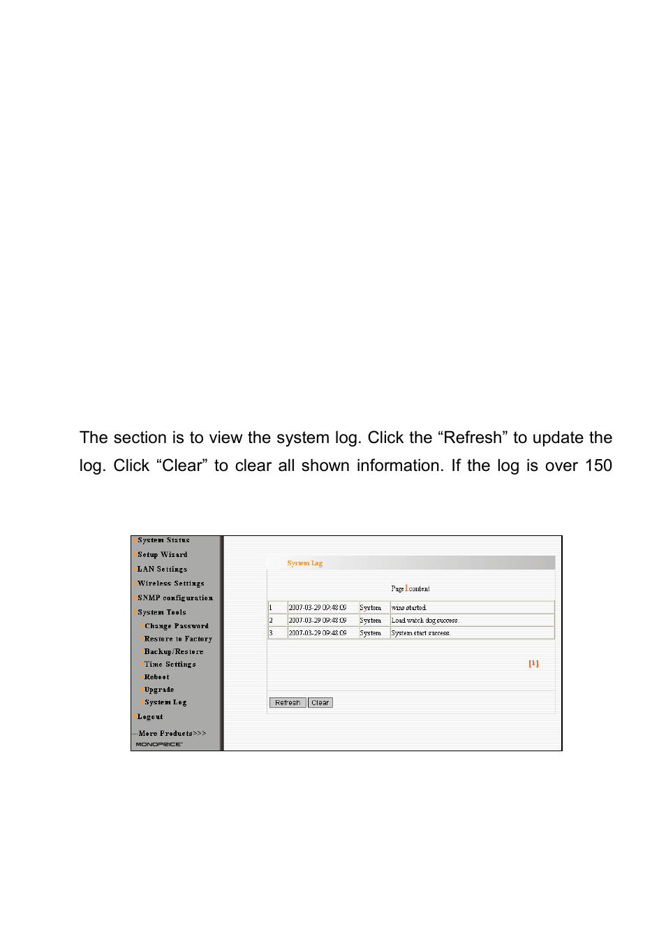 7 syslog | Monoprice 8744 PoE Wireless Access Point User Manual | Page 38 / 45