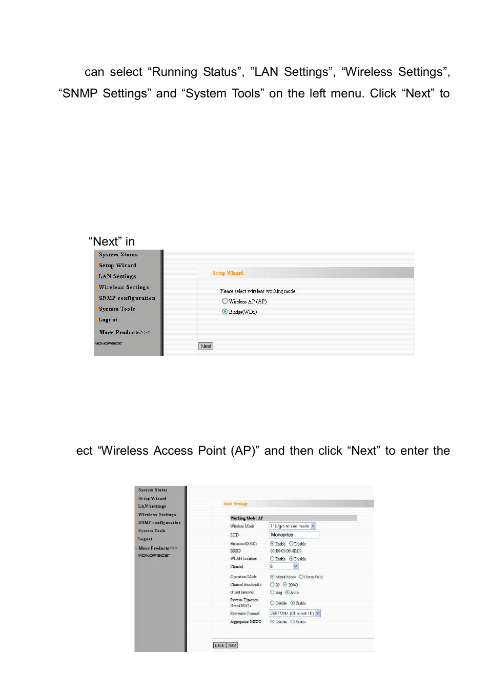 2 setup wizard, 3 wireless access point (ap) mode | Monoprice 8744 PoE Wireless Access Point User Manual | Page 7 / 45