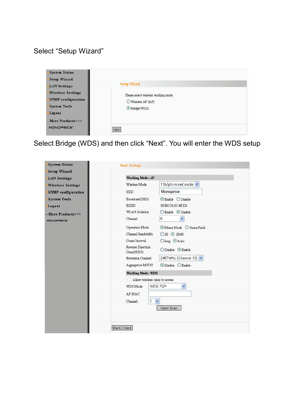 4 bridge (wds) mode | Monoprice 8744 PoE Wireless Access Point User Manual | Page 9 / 45