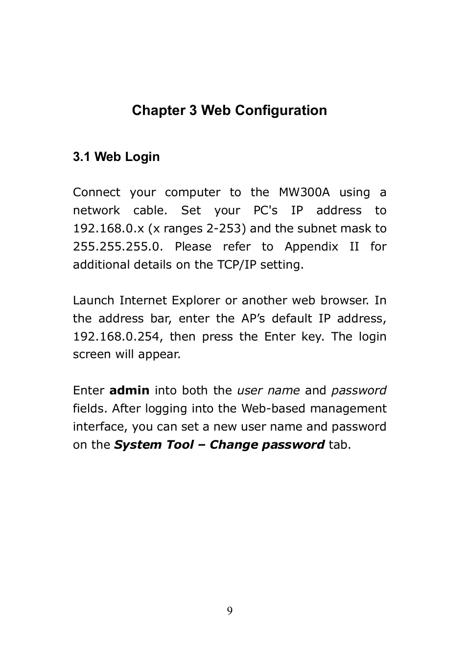 Chapter 3 web configuration | Monoprice 8745 Wireless N PoE Access Point User Manual | Page 13 / 80