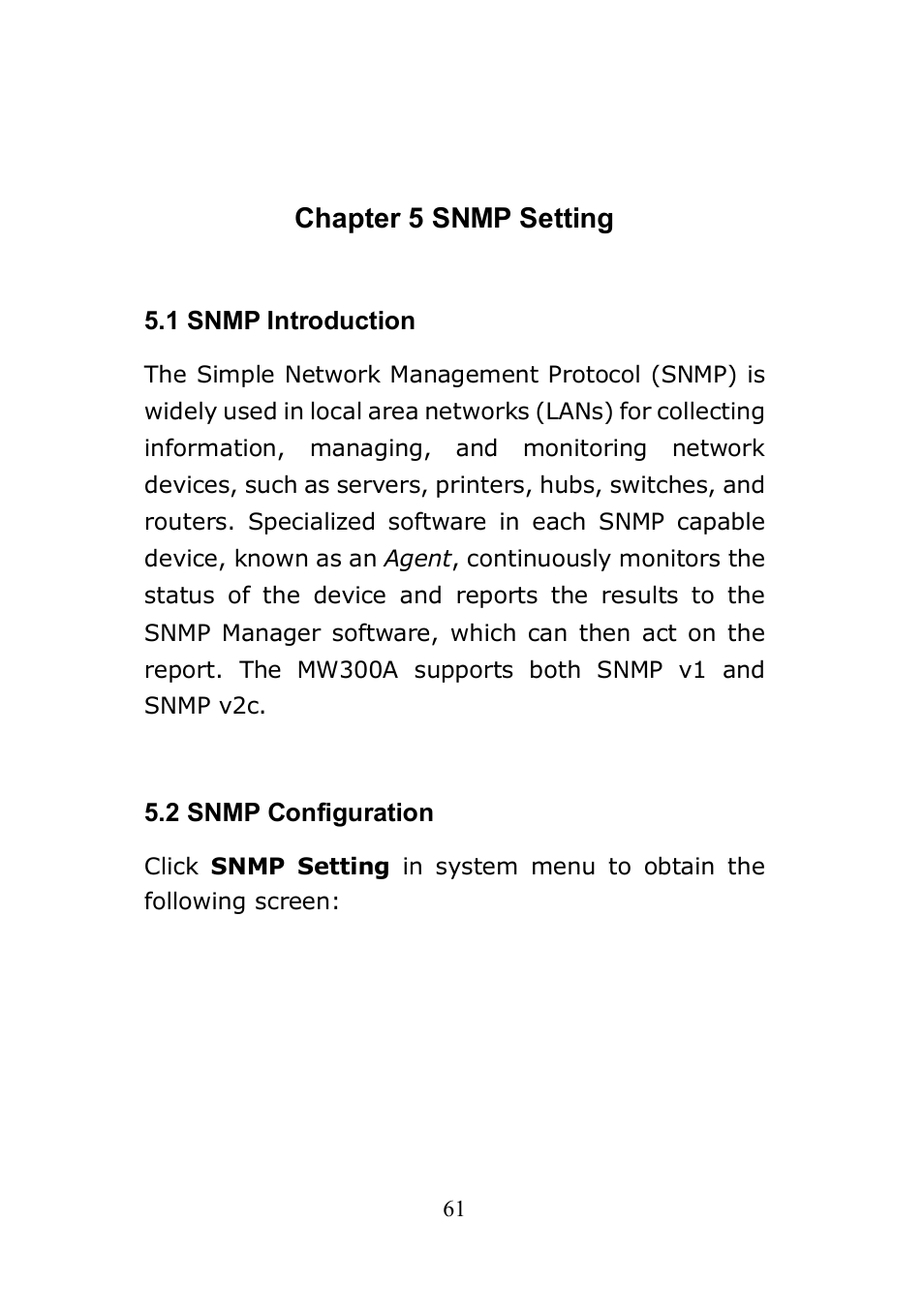Chapter 5 snmp setting | Monoprice 8745 Wireless N PoE Access Point User Manual | Page 65 / 80