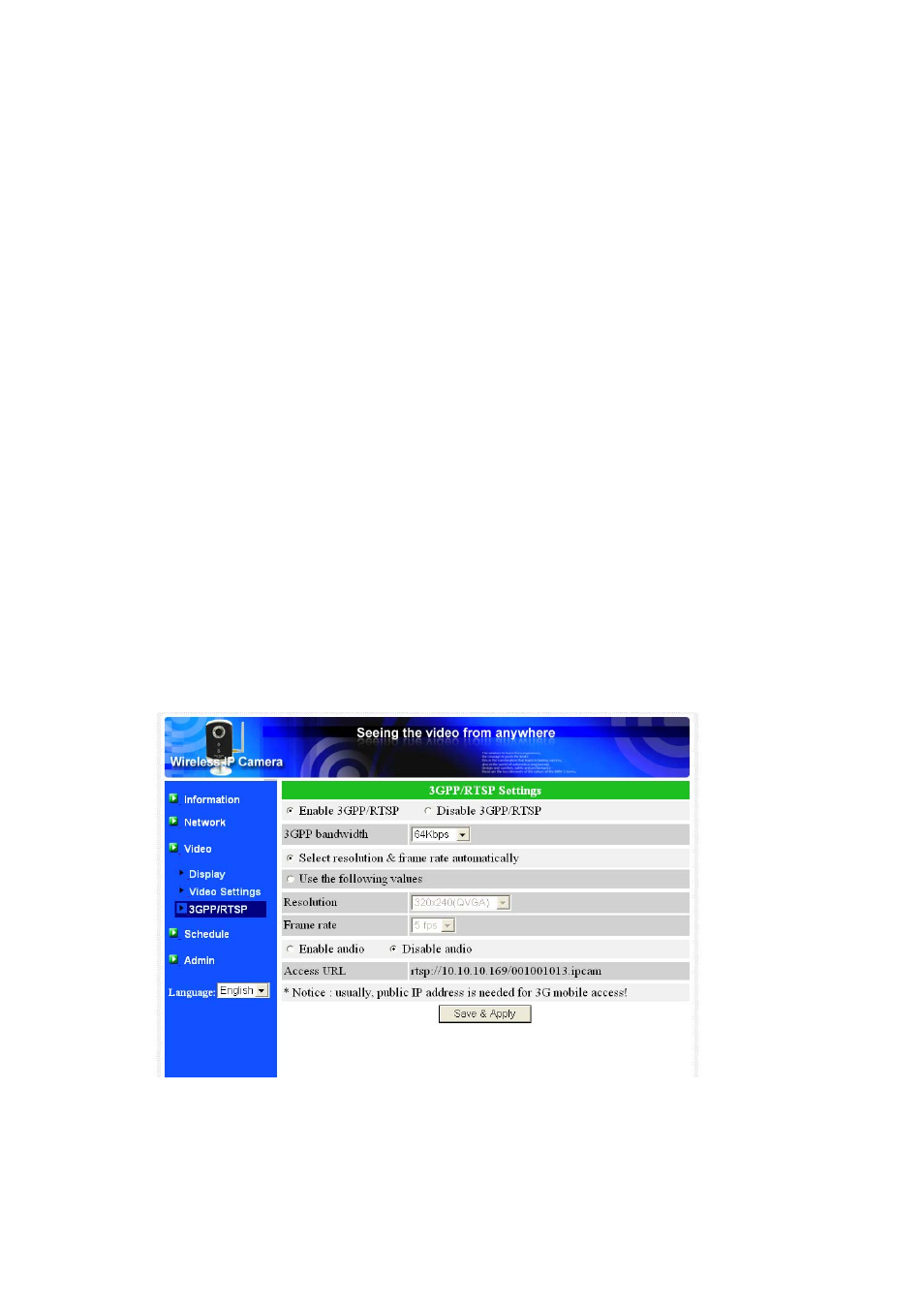 3gpp/rtsp, Settings, 3gpp/rtsp settings | Monoprice 9204 IP Camera User Manual | Page 26 / 51