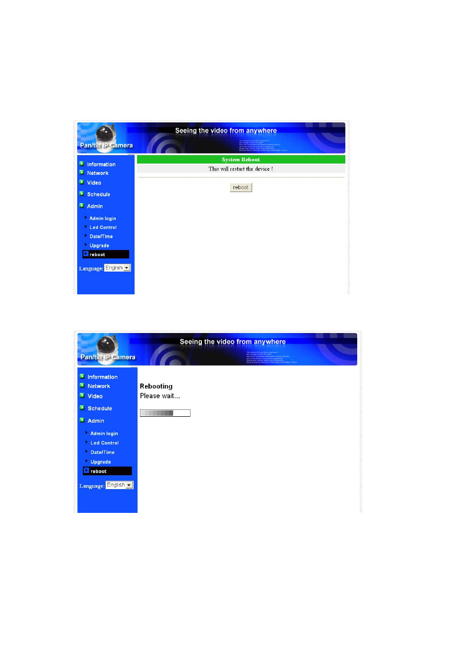 Eboot, Reboot | Monoprice 9206 Pan/Tilt/Zoom IP Camera User Manual | Page 42 / 56