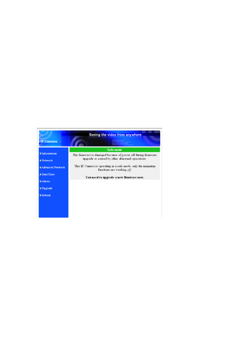 Safe mode | Monoprice 9206 Pan/Tilt/Zoom IP Camera User Manual | Page 43 / 56