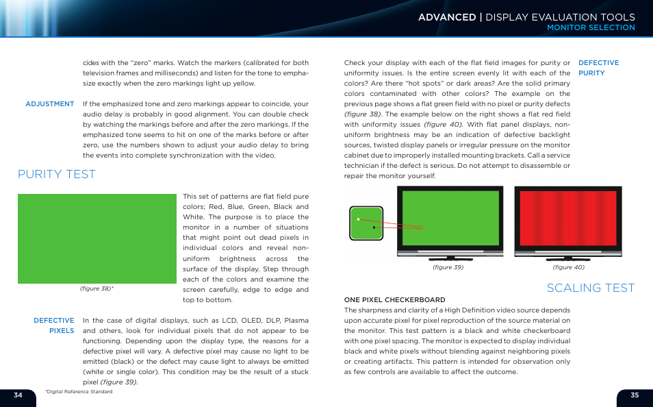 Purity test, Scaling test, Advanced | display evaluation tools | Monoprice 9497 Disney World of Wonder User Manual | Page 19 / 29