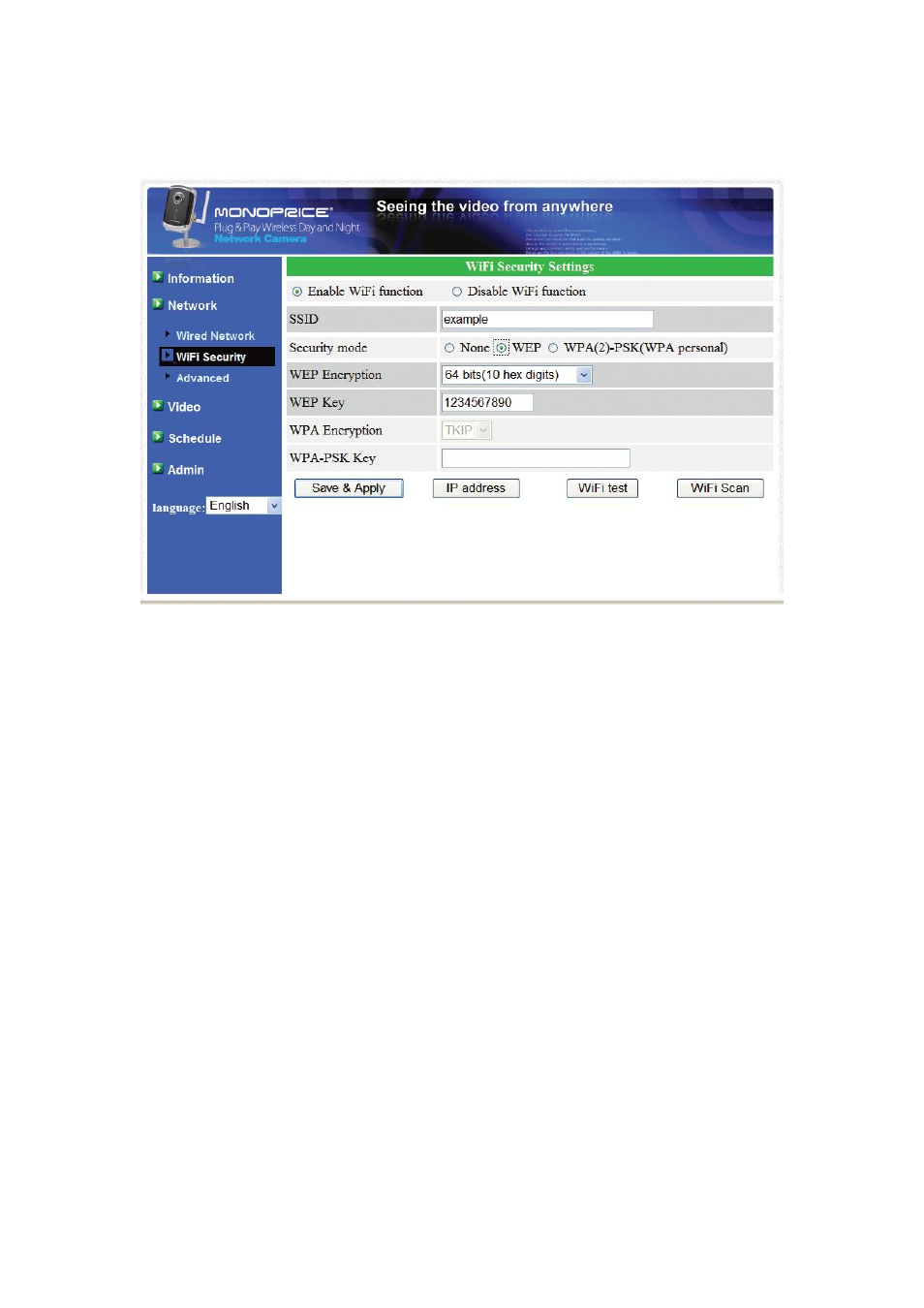 Monoprice PID 9205 Plug Play Wireless Day and Night Network IP Camera with Audio MPEG4 User Manual | Page 20 / 51