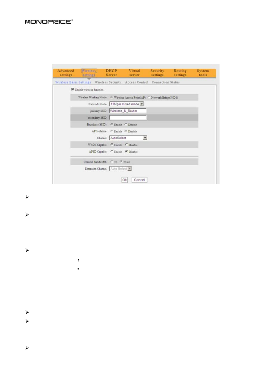 Chapter 5 wlan settings, 1 wireless basic settings | Monoprice PID 8742 Wireless 802 11N Router with Internal Antenna and WPS Function 2T2R MIMO 300Mbps User Manual | Page 35 / 74