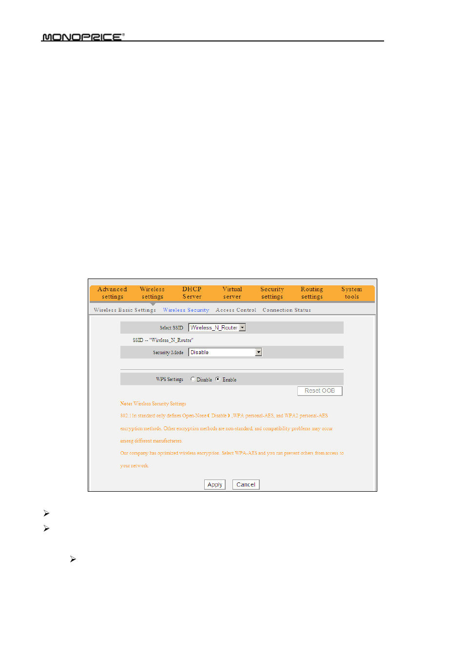 2 wireless security settings, 1 wps settings | Monoprice PID 8742 Wireless 802 11N Router with Internal Antenna and WPS Function 2T2R MIMO 300Mbps User Manual | Page 40 / 74