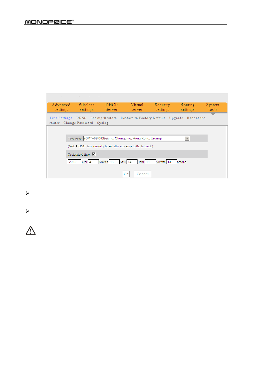 Chapter 10 system tools, 1 time settings, 2 ddns | Monoprice PID 8742 Wireless 802 11N Router with Internal Antenna and WPS Function 2T2R MIMO 300Mbps User Manual | Page 61 / 74