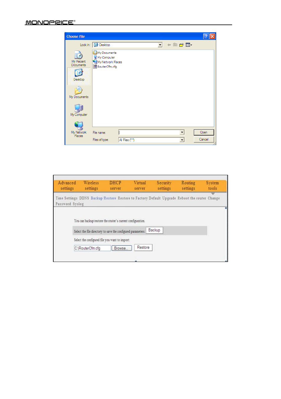 4 restore to factory default | Monoprice PID 8742 Wireless 802 11N Router with Internal Antenna and WPS Function 2T2R MIMO 300Mbps User Manual | Page 64 / 74