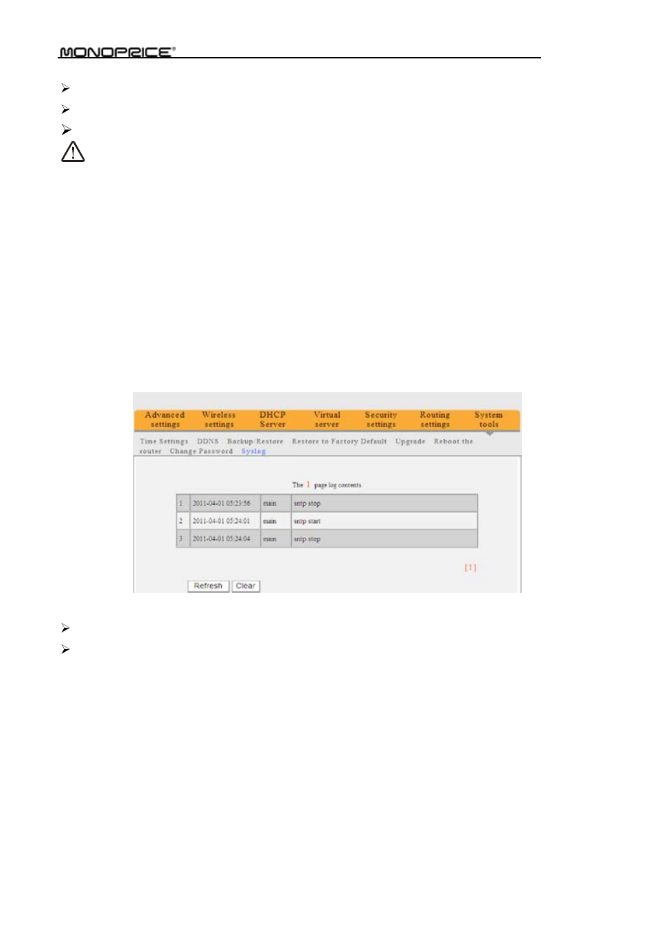 8 syslog, Appendix 1 glossary | Monoprice PID 8742 Wireless 802 11N Router with Internal Antenna and WPS Function 2T2R MIMO 300Mbps User Manual | Page 67 / 74