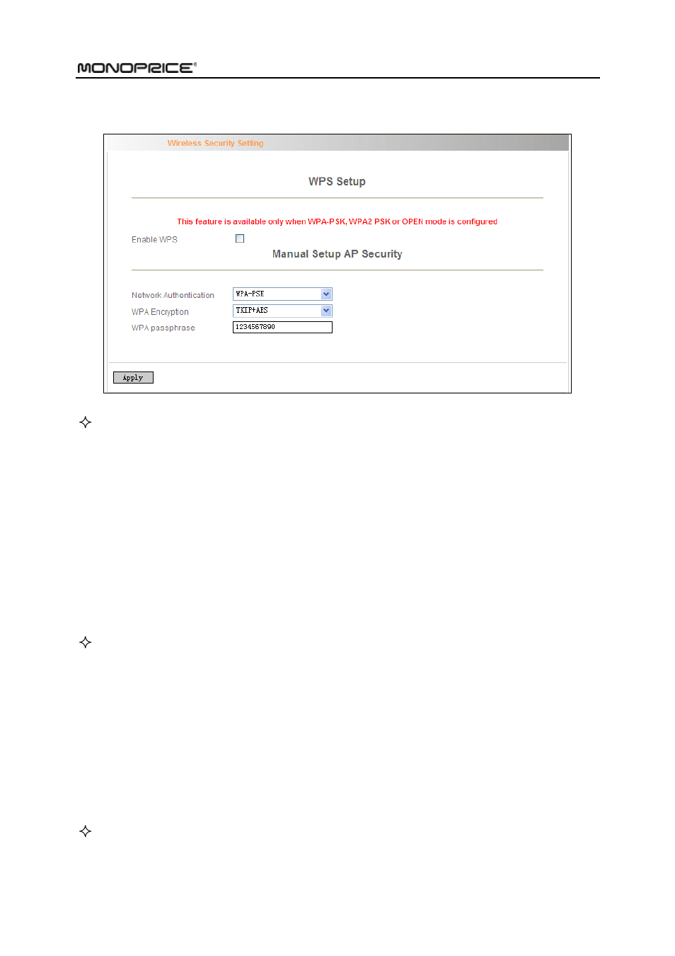 2 security setting | Monoprice PID 8743 Wireless N ADSL2 Modem and Router 802 11N WPS Function 2T2R 300Mbps User Manual | Page 104 / 147