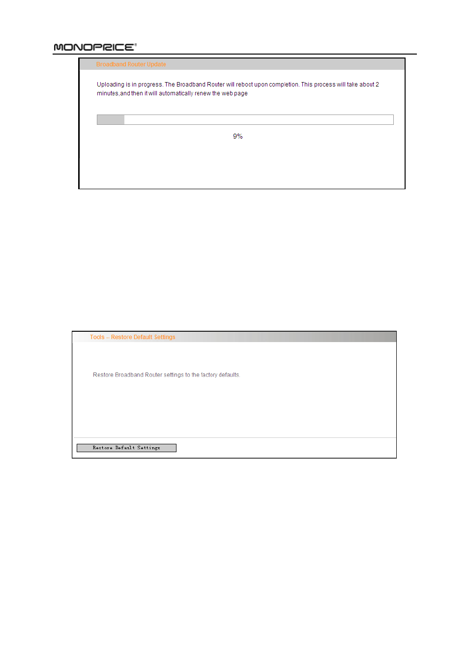 7 restore default | Monoprice PID 8743 Wireless N ADSL2 Modem and Router 802 11N WPS Function 2T2R 300Mbps User Manual | Page 122 / 147